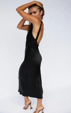 SNDYS Black Satin Midi Dress -DRESSES SHOP Avani Dress Black 5