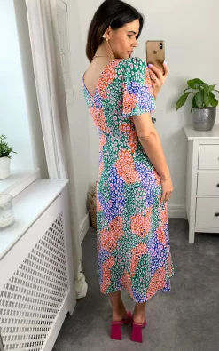 D.Anna Multicoloured V Neck Maxi Dress With Frill Detail In Leopard Print -DRESSES SHOP D.anna Naomi 20.05.2235