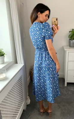 D.Anna Floral Midi Wrap Dress In Blue -DRESSES SHOP D.anna Naomi 23.05.220