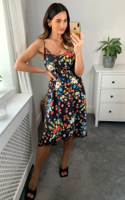 D.Anna Cami Midi Smock Dress In Mulcolour Floral Print