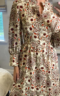 D.Anna Multicolour Floral Long Sleeves Midi Dress With Fill Detail And Covered Buttons 6 D.Anna Multicolour Floral Long Sleeves Midi Dress With Fill Detail And Covered Buttons -DRESSES SHOP D.anna sasha 13 09 202214