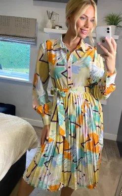 D.Anna Multicolour Floral & Abstract Print Shirt Dress With Pleat Details