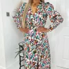 AX Paris Multi Colour Printed Wrap Top Midi Dress