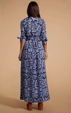 Dancing Leopard Dove Dress In Blue On Black Snake -DRESSES SHOP DL 01 SQ 09 02 2023 4360