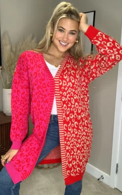 Girl In Mind Quinn Mixed Print Long Cardigan Red/Pink -DRESSES SHOP IMG 2021 02 05 13 35 16 5890 9CCDB0C1