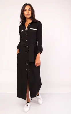 Lanti Maxi Shirt Dress In Black