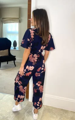 Girl In Mind Trixie Angel Sleeve Culotte Jumpsuit Navy Floral -DRESSES SHOP IMG 6184