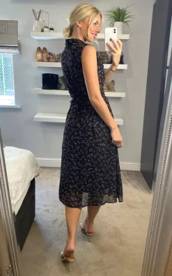 Izabel London Multi Black Ditsy Floral Sleeveless Midi Dress -DRESSES SHOP Izabel Sasha 20.06.229