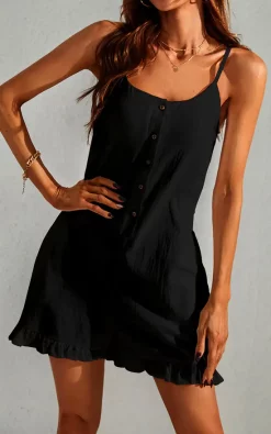FS Collection Playsuit With Frill Detail In Black