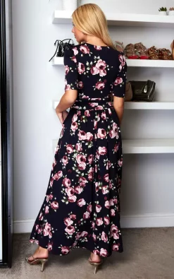 Jolie Moi Kiera Wrap Front Maxi Dress, Navy Floral -DRESSES SHOP JolieMoi sasha 25.05.2283