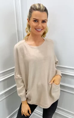 Kate & Pippa Roma Knit Jumper In Beige