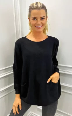 Kate & Pippa Roma Knit Jumper In Black -DRESSES SHOP Kate Pippa AW22 Roma Knit Black