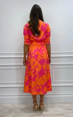 Kate & Pippa Capri Midi Dress In Orange/Pink -DRESSES SHOP Kate Pippa Capri Dress SS22 OrangePink 3
