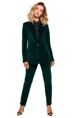 MOE Velvet Classic Jacket In Green -DRESSES SHOP M643 GREEN 2b