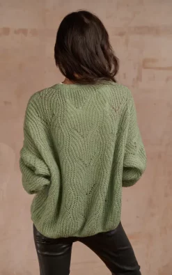 Charli Knitted Button Up Cardigan In Light Green -DRESSES SHOP MILEY CARDI SOFT GREEN 6