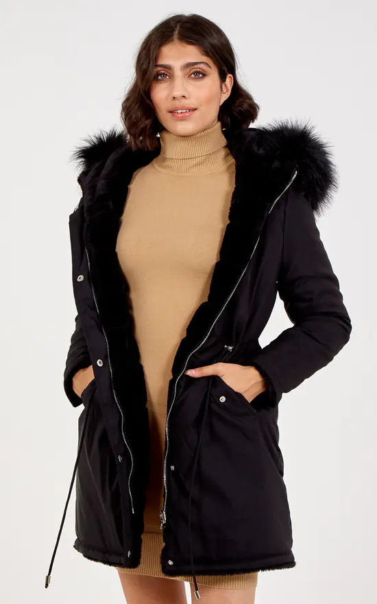 Blue Vanilla Sylvia Black Reversible Fur Parka Coat 3 Blue Vanilla Sylvia Black Reversible Fur Parka Coat - Image 3