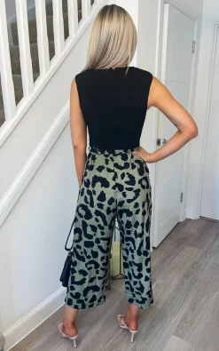 AX Paris Black And Khaki 2 In 1 Animal Print Jumpsuit -DRESSES SHOP PA434BLACKKHAKI 3