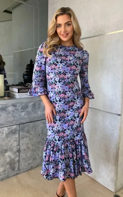 Girl In Mind Arya Pleated Hem Midi Dress Purple Floral -DRESSES SHOP Photo 20 03 2021 14 51 16 1