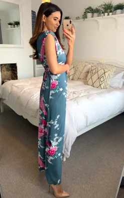 Ruby Rocks Charcoal Grey Peacock Floral Summer Maxi Dress -DRESSES SHOP Photo 30 06 2021 RubyRocks10 35 21 1