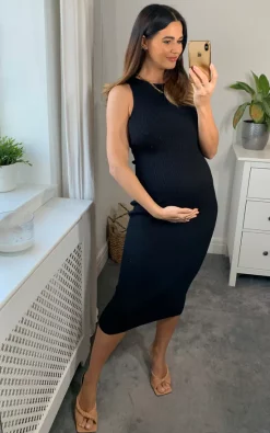 Pretty Lavish Billie Ribbed Racer Midi Dress Black -DRESSES SHOP PrettyLavish 06 10 2022 09 57 34