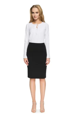 MOE Black, Stretch Knit, Plain Pencil Skirt With An Exposed, Back Zip. Unlined. -DRESSES SHOP S009 black 1 1