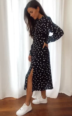 Girl In Mind Cass Long Sleeves Split Leg Midi Dress Polka 7 Girl In Mind Cass Long Sleeves Split Leg Midi Dress Polka -DRESSES SHOP SI6495 2