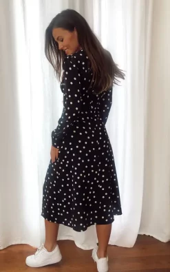 Girl In Mind Cass Long Sleeves Split Leg Midi Dress Polka 6 Girl In Mind Cass Long Sleeves Split Leg Midi Dress Polka -DRESSES SHOP SI6495 4