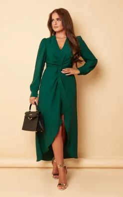 Girl In Mind Alexia Emerald Twist Detail Maxi Dress