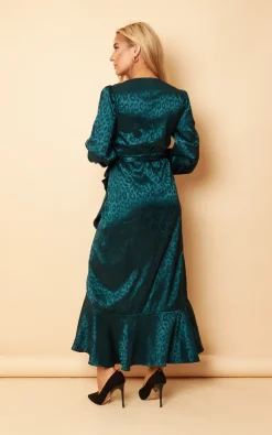Girl In Mind Julia Emerald Leopard Wrap Over Maxi Dress -DRESSES SHOP SI7531A5