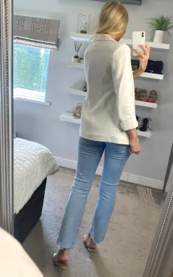 Anastasia Fashions Anastasia Dark Beige Rib 3/4 Sleeve Roll Cuff Blazer -DRESSES SHOP Sasha anastasia 11.04.2216