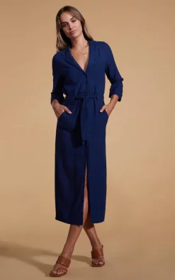 Dancing Leopard Rex Dress In Denim Blue