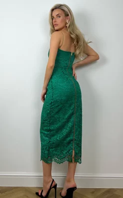 Vesper247 Vesper Arden Emerald Green Lace Midi Dress -DRESSES SHOP arden green 3 1