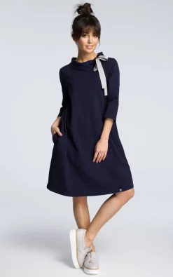 MOE Navy Blue Oversized Dress -DRESSES SHOP b070 navyblue 1 1