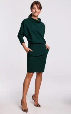 MOE Mini Dress With Kimono Sleeve In Green