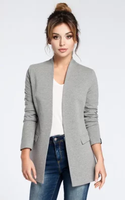MOE Grey Soft Cotton Open Blazer