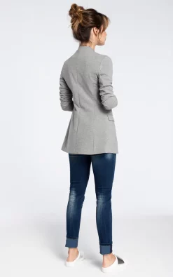 MOE Grey Soft Cotton Open Blazer -DRESSES SHOP b30 grey 3