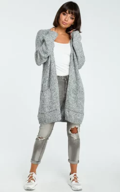 MOE Graphite Long Open Cardigan -DRESSES SHOP bk001 graphite melange 2