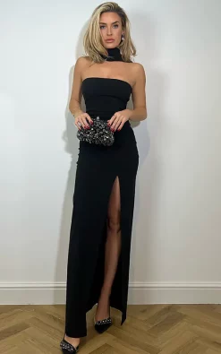 Vesper247 Vesper Dune Black Collar Detail Maxi Dress