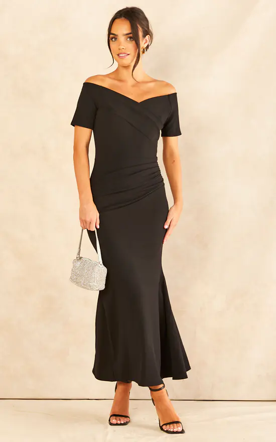 Feverfish Bardot Off Shoulder Maxi Dress Black 2 Feverfish Bardot Off Shoulder Maxi Dress Black - Image 2