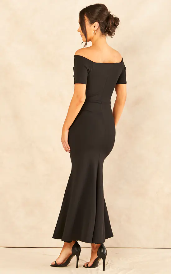 Feverfish Bardot Off Shoulder Maxi Dress Black 4 Feverfish Bardot Off Shoulder Maxi Dress Black - Image 4