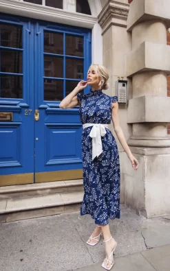 Anne Louise Boutique Autumn Cherish High Neck Frilled Midi Dress