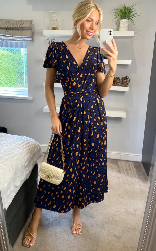 Jolie Moi Devorah Culotte Jumpsuit, Navy Animal 3 Jolie Moi Devorah Culotte Jumpsuit, Navy Animal - Image 3