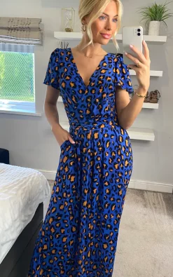 Jolie Moi Devorah Culotte Jumpsuit, Blue Animal -DRESSES SHOP joliemoi sasha 20.04.227