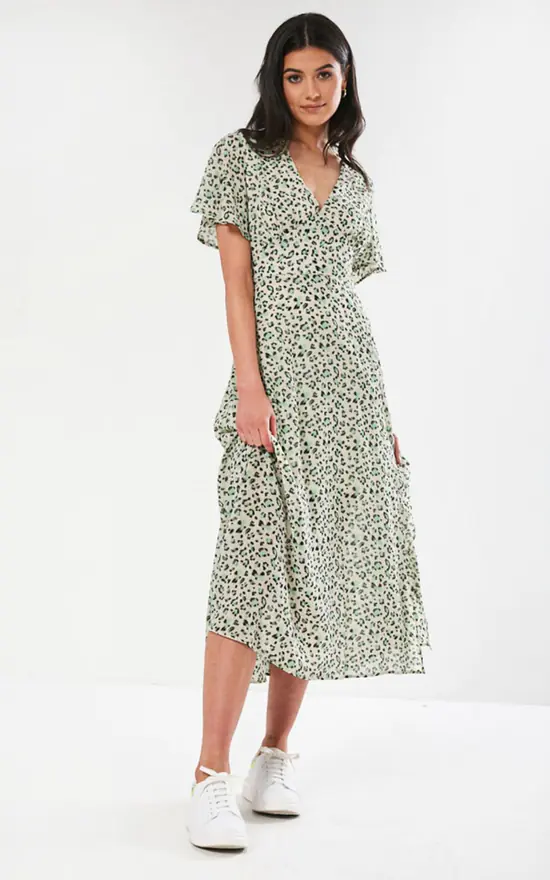 Marc Angelo Angel Sleeve Midi Dress In Green 2 Marc Angelo Angel Sleeve Midi Dress In Green - Image 2