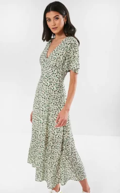 Marc Angelo Angel Sleeve Midi Dress In Green