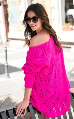 MAKADAMIA Amaranth Openwork Long Back Jumper -DRESSES SHOP nu s31 amaranth wiz4