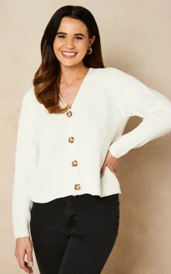 Pieces Knitted Cardigan In White
