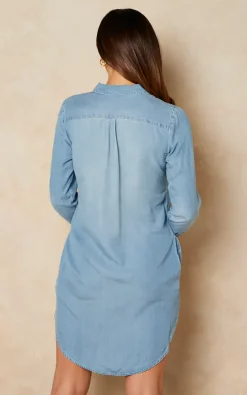 VM Long Sleeve Denim Shirt Dress In Light Blue -DRESSES SHOP vERAmODA Namoi 10.02.2012182